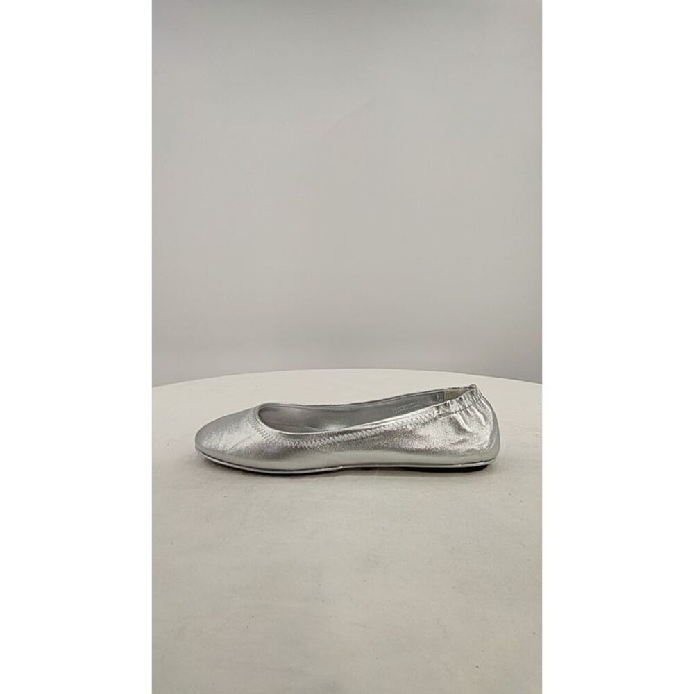 Quince Women Italian Leather On-The-Go Ballet Flat Silver Shoes 8